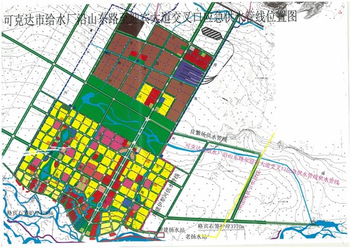 可克达拉市给水厂沿山东路至迎宾大道交叉口应急供水管线位置图