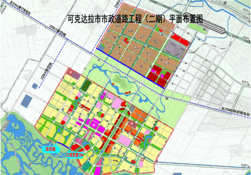 可克达拉市市政道路二期滨河路及管网建设项目平面布置图
