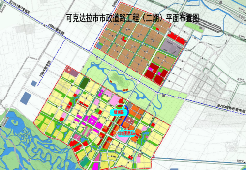 可克达拉市市政道路二期绿洲路（华夏路）及管网建设项目平面布置图