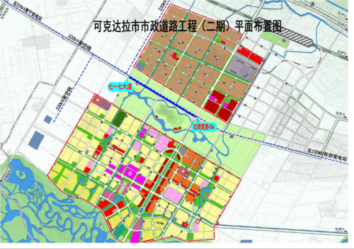 可克达拉市市政道路二期七一七大道（伊霍公路）及管网建设项目平面布置图