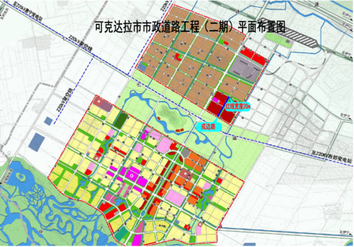可克达拉市市政道路二期戍边路及管网建设项目平面布置图
