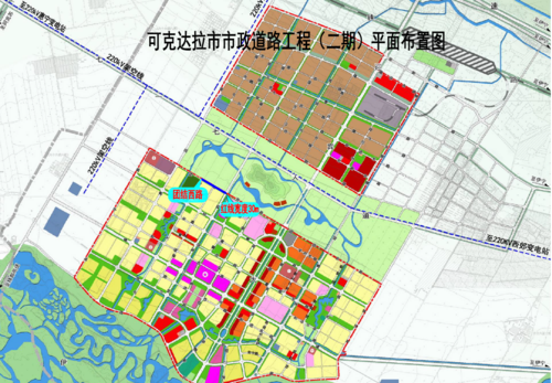 可克达拉市市政道路二期团结西路及管网建设项目平面布置图
