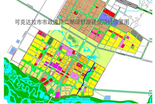 可克达拉市市政道路二期绿野路及管网建设项目选址位置图