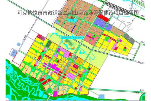 可克达拉市市政道路二期山河路及管网建设项目选址位置图