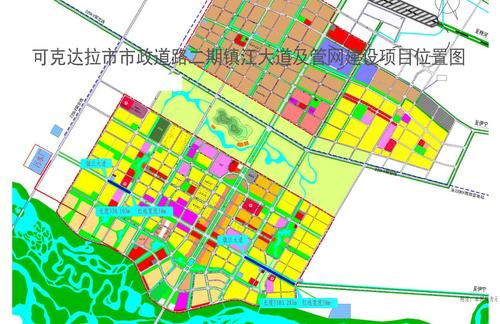 可克达拉市市政道路二期镇江大道及管网建设项目选址位置图