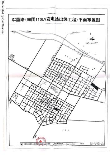 军垦路（66团110kv变电站出线工程）建设项目平面布置图