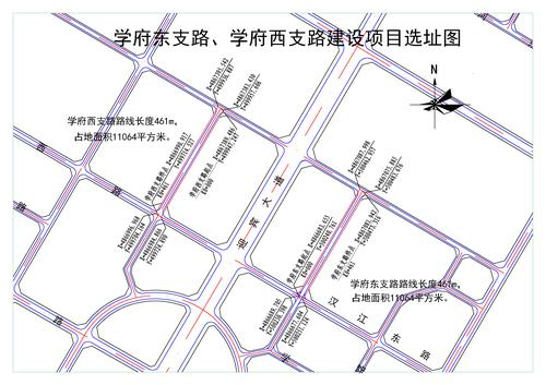 选址位置图-学府东支路、学府西支路红线图 布局