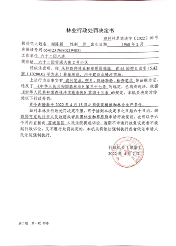 四师林草罚决字〔2022〕第10号